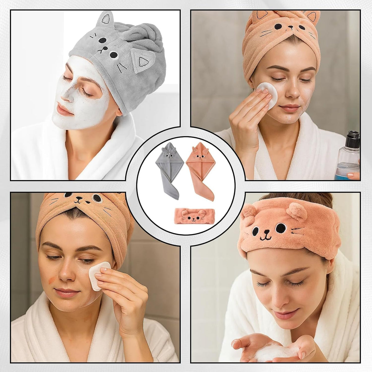 3-Teiliges Set Turban Handtuch Mit Knopf, Haarturban Mikrofaser Haarhandtücher Lange Locken Kopf Handtücher Schnell Saugfähig, Microfiber Towel Hair, Mikrofaser Handtuch Haare, Für Damen - Schnell