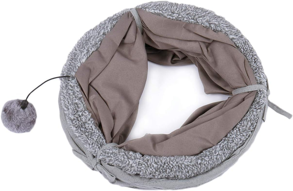 PAWZ Road Katzentunnel Katzenspielzeug Für Katzen Oder Kleintiere, Grau | Katzentunnel, Ball Rascheltunnel, Katzen Welphln Kaninchenoder Kleintiere Grau, 117L X 27B X 27H Cm, Faux Pelz