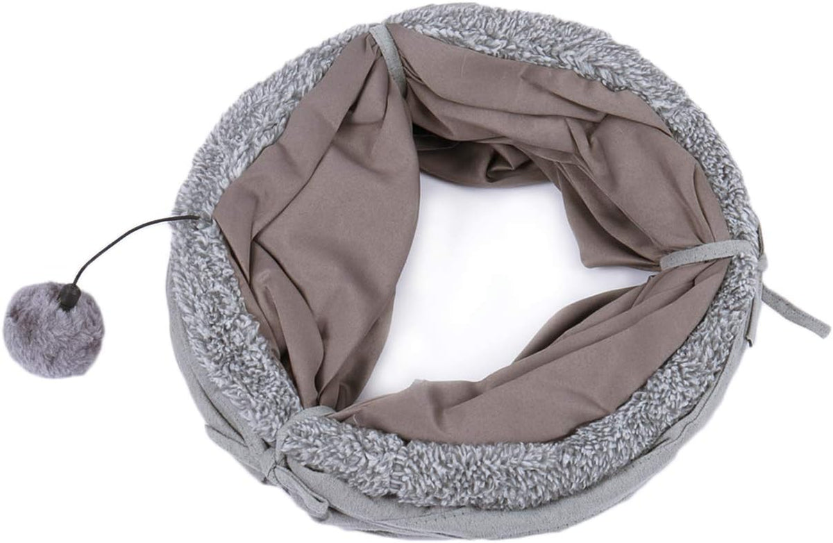 PAWZ Road Katzentunnel Katzenspielzeug Für Katzen Oder Kleintiere, Grau | Katzentunnel, Ball Rascheltunnel, Katzen Welphln Kaninchenoder Kleintiere Grau, 117L X 27B X 27H Cm, Faux Pelz
