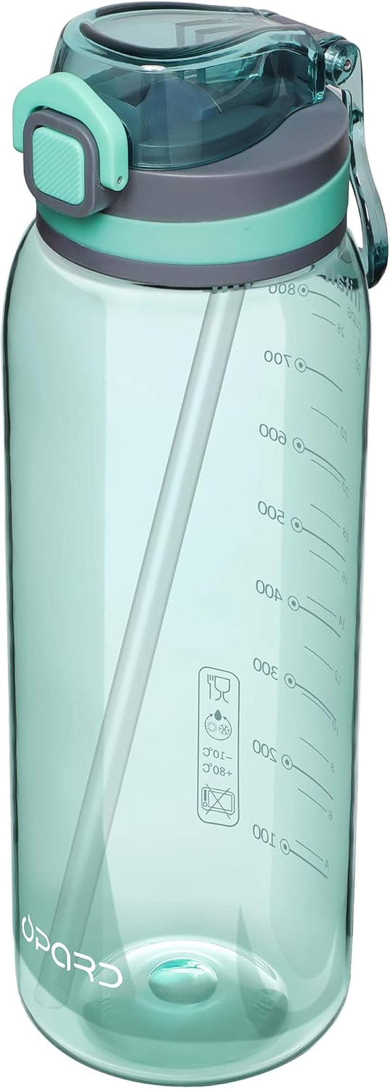Opard Trinkflasche 1L, Kohlensäure Sprudel Geeignet, Auslaufsicher, Tritan Water Bottle, Bpa-Frei, Wasserflaschen, Drinking Bottle, Sporttrinkflasche, Gym, Fitness, Getränkeflasche