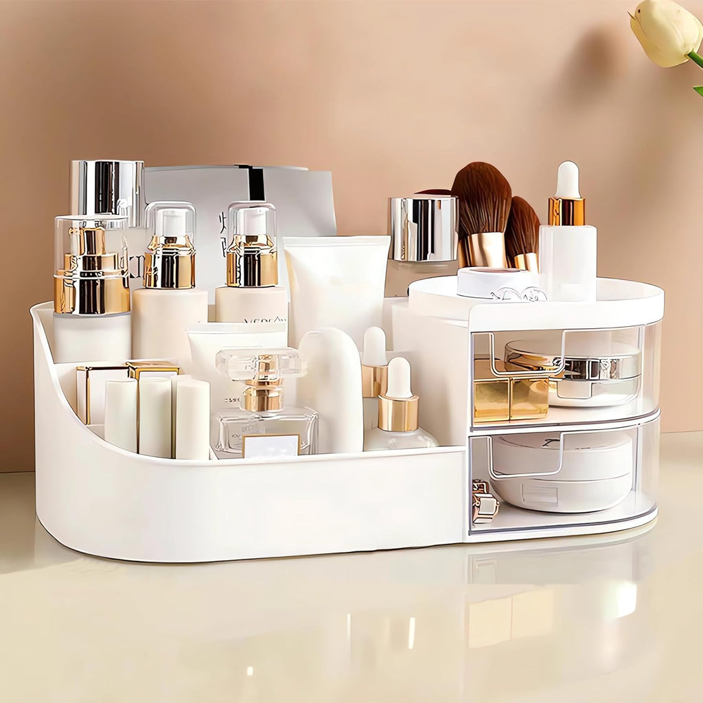 Makeup Kosmetik Organizer Mit Schublade, Countertop Cosmetic Organizer Für Vanity, Mehrzweck Kosmetik Aufbewahrungsbehälter Organizer Für Schminktisch, Schlafzimmer Und Badezimmer Countertop