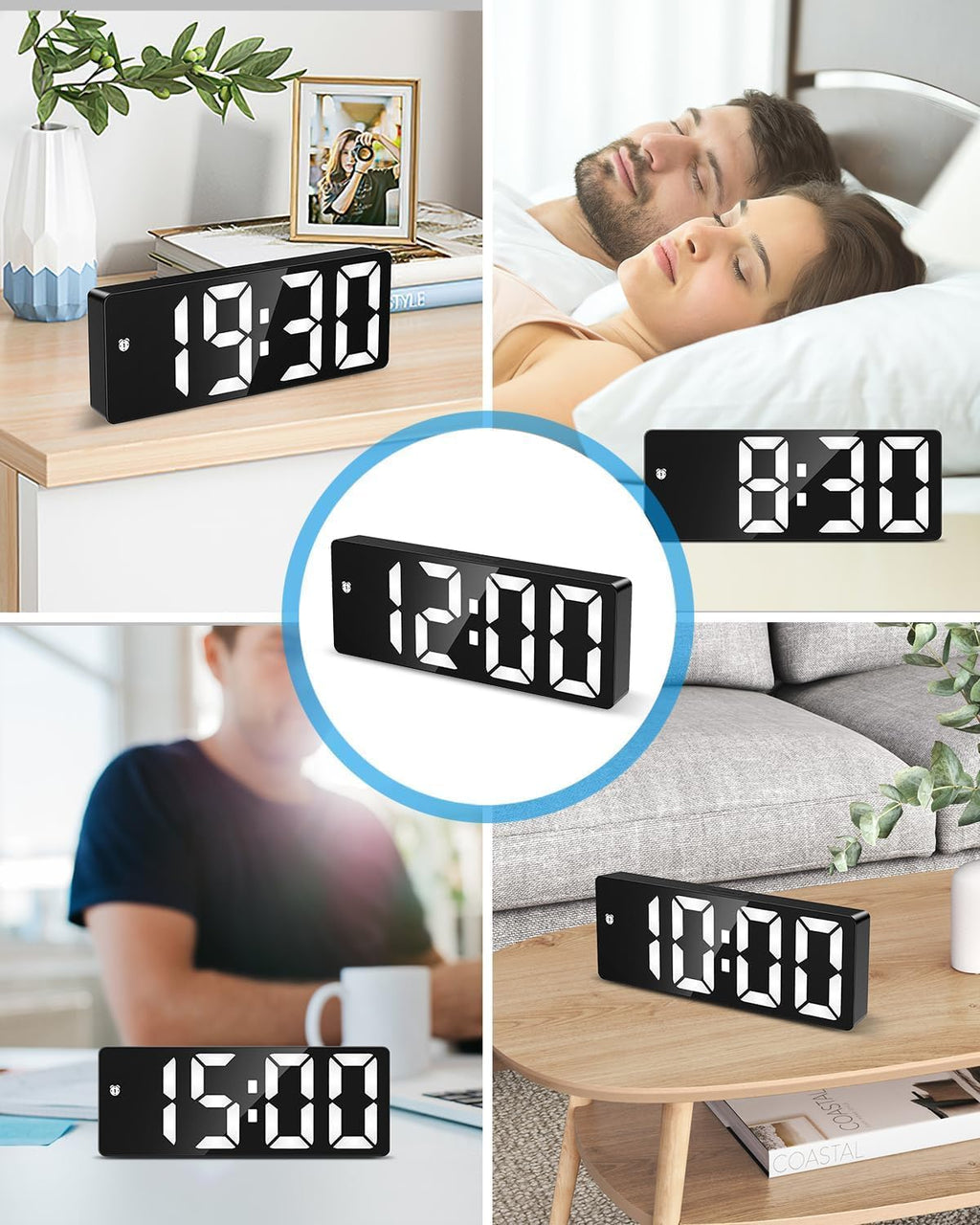 Criacr Digitale Uhr, LED Wecker Digital Mit Großanzeige, Datum, 12/24HR, DST Funktion, Snooze, 4 Helligkeit Regelbar, Typ-C/Batteriebetrieben Tischuhr Digital Für Nachttisch & Schreibtisch