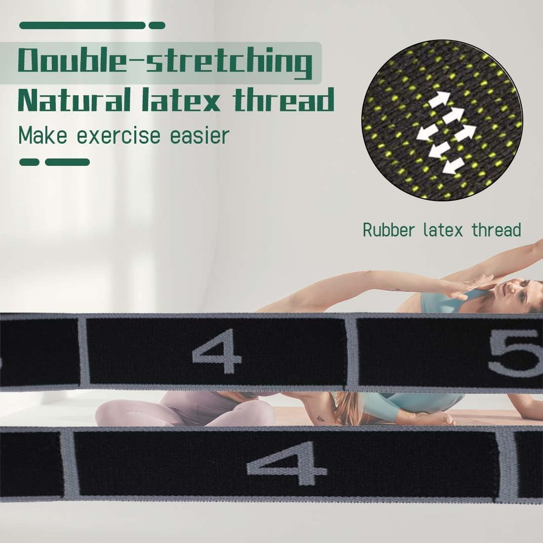 1 Pcs Yoga Stretching Band,Fitnessbänder Band Yoga Stretch Gurt, Gymnastikband, Hochelastischer Gymnastikband, Upgrade Erweitern Stretching Strap Effektives Dehnung - Grau