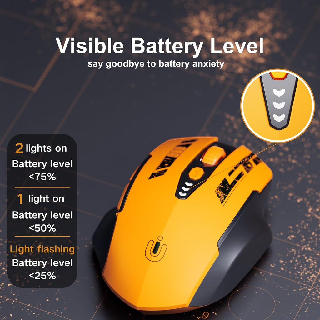 Uineer Kabellose Maus, 2,4 Ghz Usb-Funkmaus, Batteriestandsanzeige | Wiederaufladbare Ergonomische Funkmaus Mit 4 Einstellbaren Dpi-Stufen, Für PC Und Laptop, Büro, Homeoffice Und Gaming