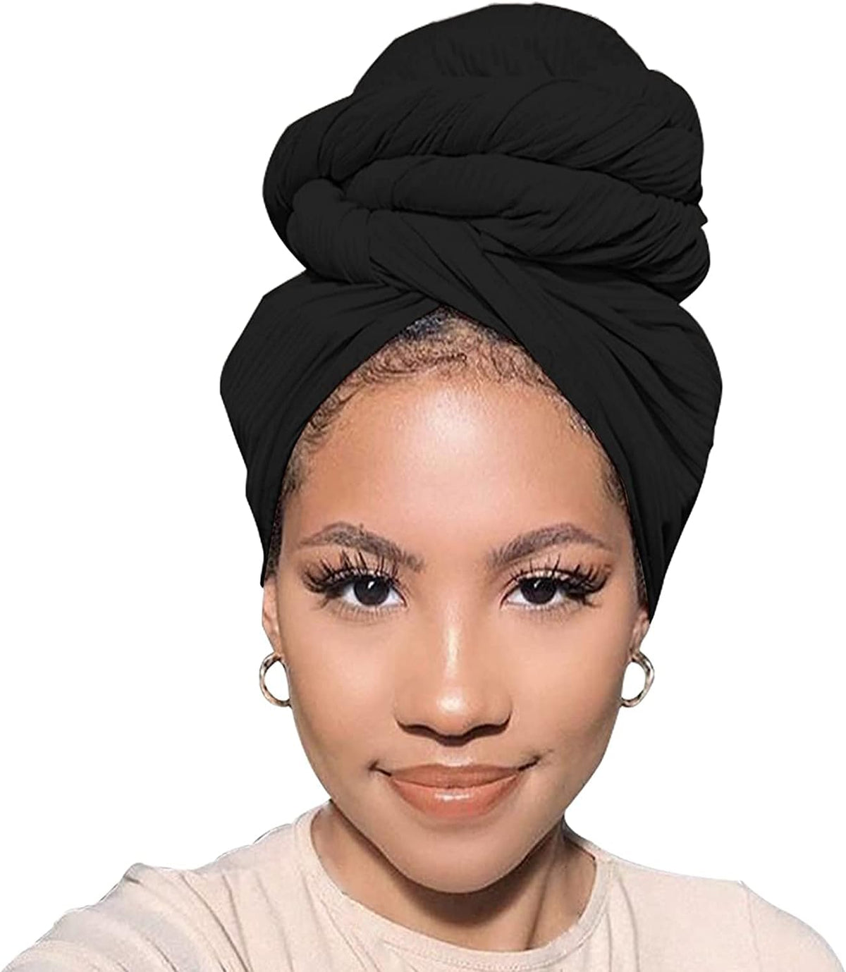 Stretch Jersey Turban Head Wraps 4-Pack – Soft Knit Headwraps & Hair Scarves for Women | Solid Colour, Breathable & Extra Long