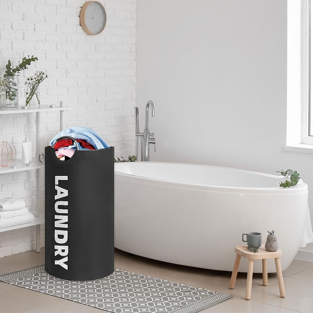 Wäschekorb Stoff, 90L Wäschesammler Mit Griff, Wäschesammler Stoff Faltbar | Wasserdicht Wäschebehälter Laundry Basket, Faltbarer Wäschesack, Wäschetrennkorb Groß Wäschekorb Für Badezimmer, Schlafzimmer