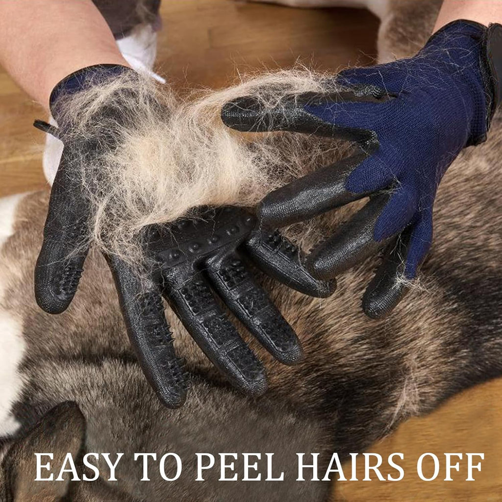 Handschuh Enthaarungshandschuhe Für Hunde Katzen, Haustierpflege Fellwechselpflege Putzhandschuhe Pet Bürste Grooming Gloves Pet Massagege, EIN Paar, Blau