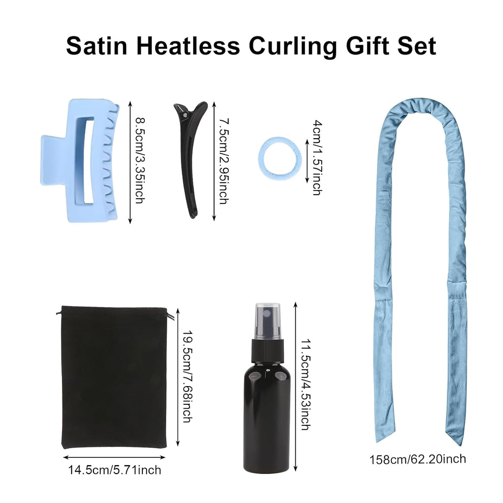 Neu Lockenwickler Locken Ohne Hitze,Heatless Curls Band Samt Über Nacht Mit Haarnadel Rutschfest DIY Hair Curler No Hea Set Haarband Wave Formers Für Mittleres Langes Haar Blau