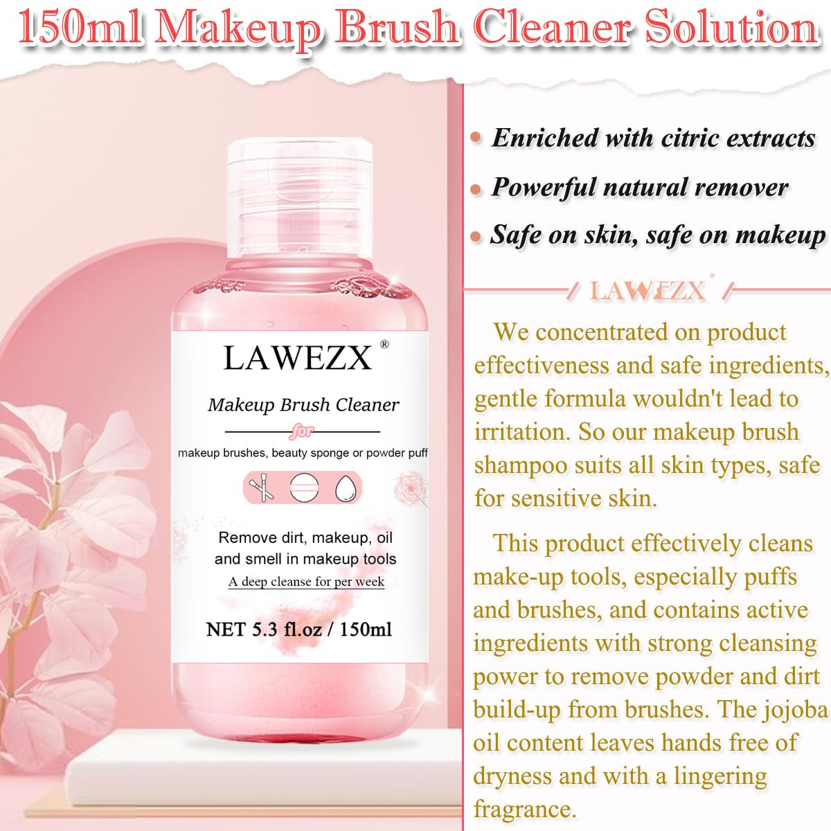 150Ml Make-Up-Pinselreiniger,  Schminkpinsel Reinigung, Entfernt Make-Up, Schmutz Und Verunreinigungen Von Make-Up Pinsel, Schwamm Oder Puderquaste, Sanft Und Sicher Flüssiger Reiniger
