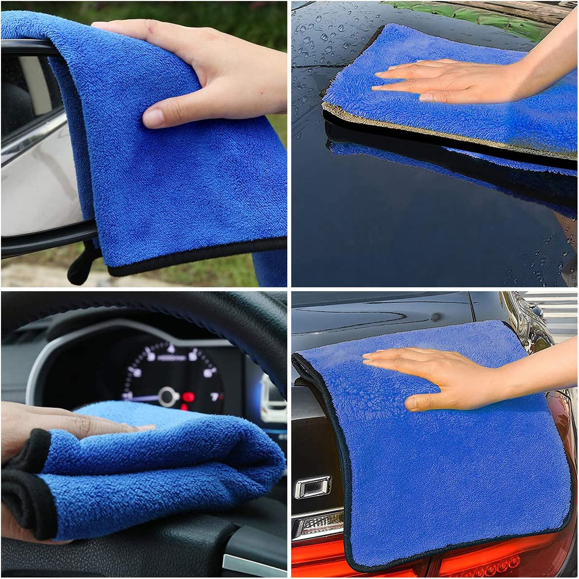 URAQT Microfasertücher Auto, 6 PCS 500GSM Mikrofasertüch Multifunktionales Motorrad Fusselfreie Handtuch,Reinigungstuch Microfasertuch Für Auto Haushalt Küche Fenster - 30X40Cm