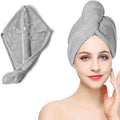 Mikrofaser Haarturban Turban Handtuch Mit Knopf Schnelltrocknend Haarhandtuch Haar Handtuch Kopfhandtuch Microfibre Hair Towel Für Alle Haartypen Grau