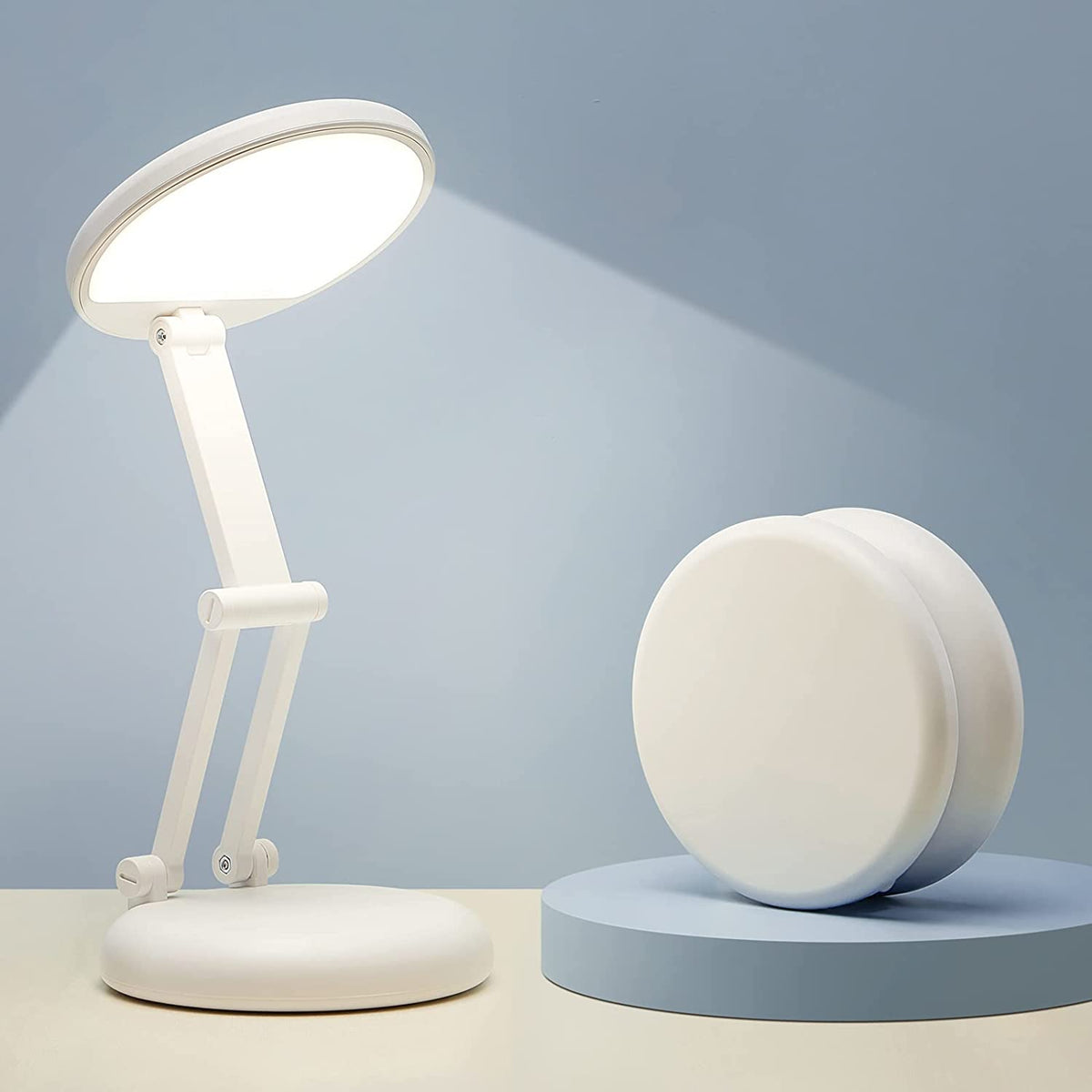 Tischlampe Kabellos, 3600Mah Schreibtischlampe LED Akku, Tragbar | Aufladbar, 9 Helligkeiten, Kleine Größe, Faltbar Design, 6-75 Stunden Lebensdauer, Berührungssteuerung,Leselampe,Büro Lampe