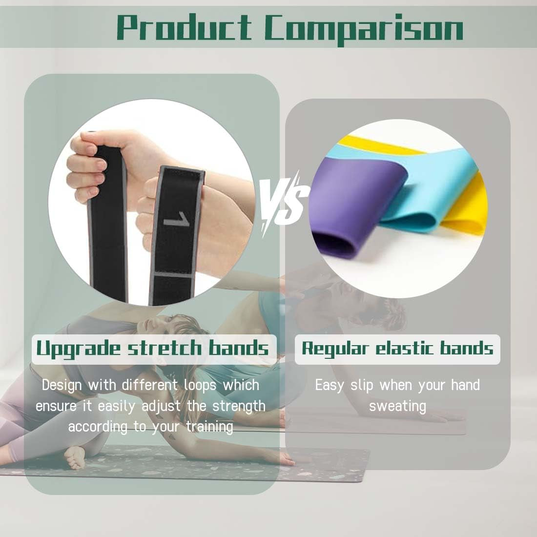 1 Pcs Yoga Stretching Band,Fitnessbänder Band Yoga Stretch Gurt, Gymnastikband, Hochelastischer Gymnastikband, Upgrade Erweitern Stretching Strap Effektives Dehnung - Grau