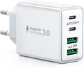 USB C Ladegerät, 40W 4 Ports Schnellladegerät, Mehrfach Stecker Mit Power Adapter Fast Charger Netzteil Für Iphone 17 16 15 14 13 12 11 Pro Max, Ipad, Samsung, Handys