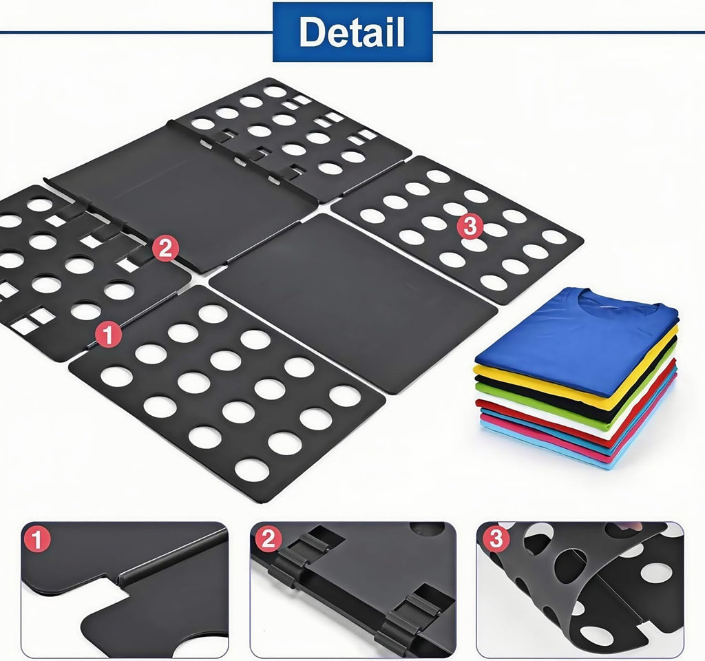 Clothes Folding Board – Foldable Laundry Folder for T-Shirts, Shirts & Trousers | Adults & Kids (Black)