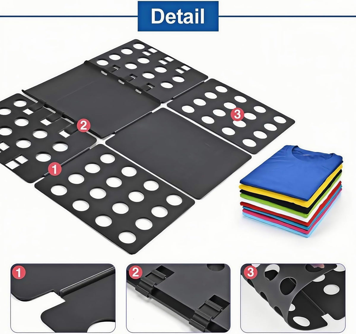 Clothes Folding Board – Foldable Laundry Folder for T-Shirts, Shirts & Trousers | Adults & Kids (Black)