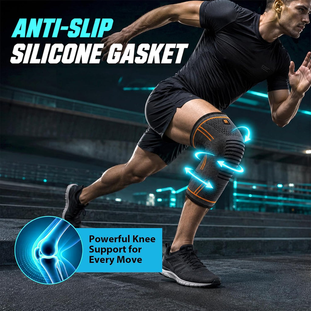 Knee Sleeve 2-Pack – Premium Compression Knee Brace for Men & Women | Non-Slip Sports Knee Support for All Activities