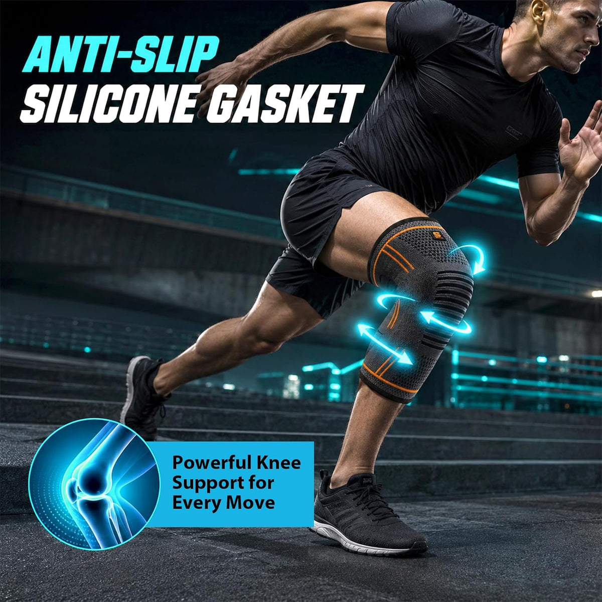 Knee Sleeve 2-Pack – Premium Compression Knee Brace for Men & Women | Non-Slip Sports Knee Support for All Activities