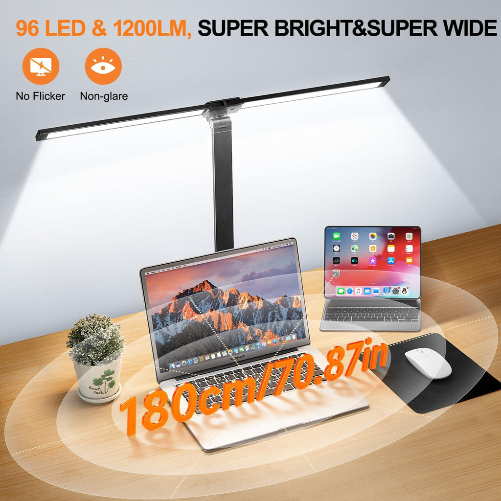 Double Head LED Desk Lamp – 10 Brightness Levels, 5 Colour Temperatures, 45-Min Timer & Foldable Design for Kids & Adults