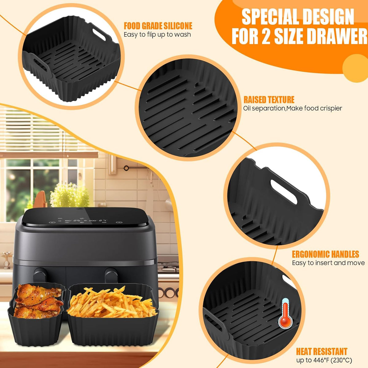 Heißluftfritteuse Zubehör Für Philips Airfryer Dual Basket 3000 Series - Air Fryer Accessories Einschließlich Silikonform, Grillrost, Brotbackformen, Küchenzange, Ölspray, Usw