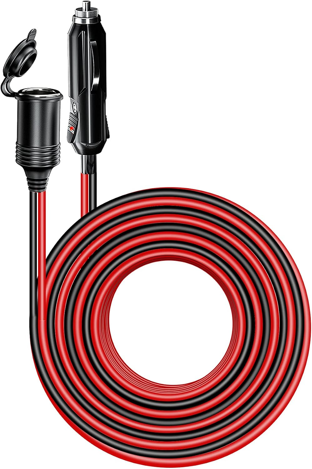 4M 13FT Car Cigarette Lighter Extension Cord, Heavy Duty 12V 24V Cigarette Plug to Socket Extension Cable with 15A Fuse Dust-Proof Cap