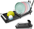 Abtropfgestell Geschirr Abtropfständer Erweiterbar Geschirrabtropfgestell Geschirrtrockner Edelstahl Abtropfgestell Geschirabtropfständer Geschirr Trockengestell Für Spüle Dish Drying Rack Schwarz