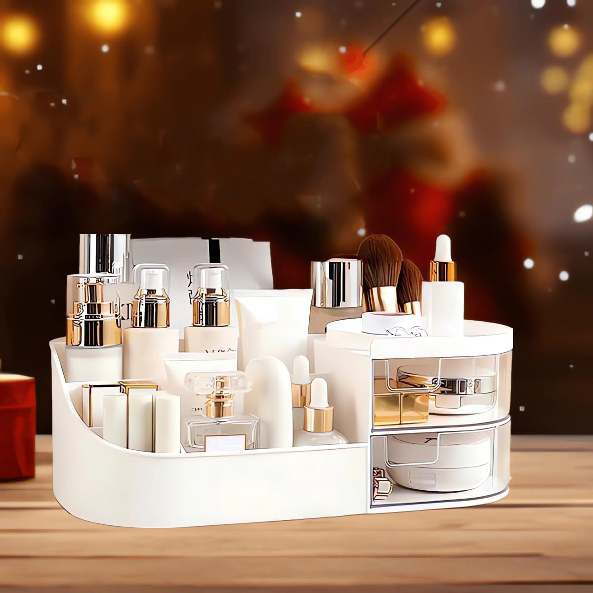 Makeup Kosmetik Organizer Mit Schublade, Countertop Cosmetic Organizer Für Vanity, Mehrzweck Kosmetik Aufbewahrungsbehälter Organizer Für Schminktisch, Schlafzimmer Und Badezimmer Countertop