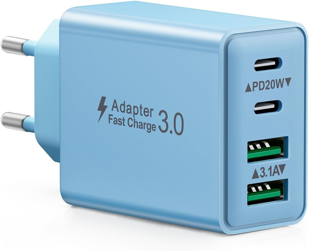 USB C Ladegerät, 40W 4 Ports USBC Stecker Mehrfach Schnellladegerät Typ Ladestecker Mit PD Adapter+Qc Ladegerät Für Iphone 17 16 15 14 13 Pro Max plus 12 11, Ipad, Samsung Galaxy, Handys Fast Charger