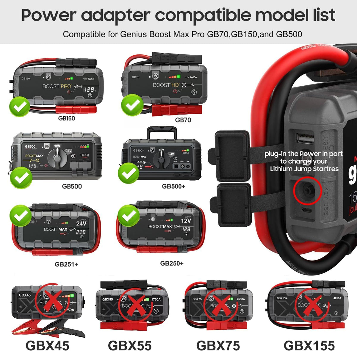 KFD Netzteil 14V 4A 56W Starthilfe Powerbank Ladegerät Für NOCO GB70 GB150 GB250+ GB251+ GB500 GB500+ 2000A 3000A 12V XGC4 XGC Boost HD Ultrasafe PKW Ladekabel Auto Batterie KFZ Booster Jump Starter