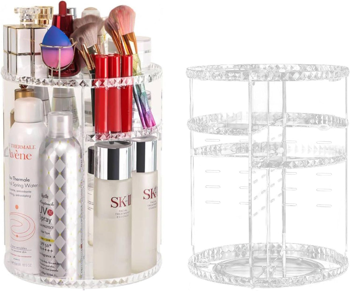 Make-Up Organizer 360° Drehbarer Transparentes Kosmetik Organizer Rotierender Beauty-Make up Aufbewahrungskosmetikbox Für Kommode Schlafzimmer Badezimmer(Clear)