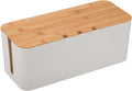 Kabelmanagementbox, Aufbewahrungsbox Für Kabel Mit Bambusdeckel, 23,5 X 12 X 11,5 Cm Cable Management Box, Kabelorganisator Box Zum Verstecken Und Ordnen Von Kabeln, Weiss