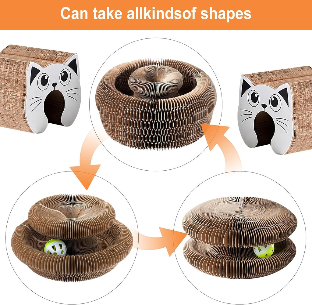 Kratzbrett Katze, Magic Organ Cat Scratching Board Für Den Drinnen Draußen | 2-In-1 Cat Kratzbrett Mit Glöckchen, Selbstbeschäftigung, Zusammenklappbares Interaktives Katzenspielzeug Recycelbar