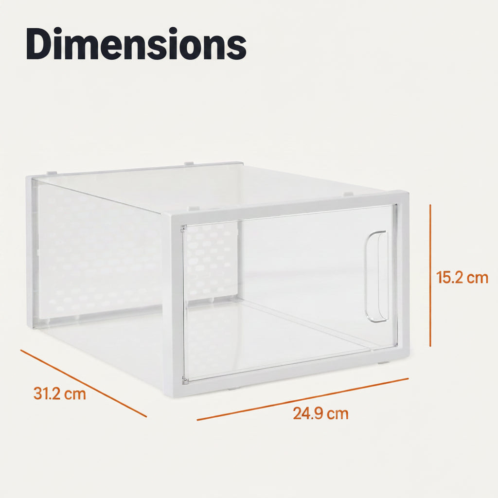 Amazon Basics Schuhaufbewahrungsbox, Stapelbar Und Faltbar, Mittelgroß, 12 Stück, Transparent