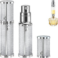 Parfümzerstäuber Für Unterwegs Nachfüllbar, Parfüm Abfüller 5Ml | Vakuum-Dichtung, Sprühflasche, Feiner Nebel, Aluminium, 2 Adapter, Tropfsicher & Praktisch Für Reise&Alltag, Silber