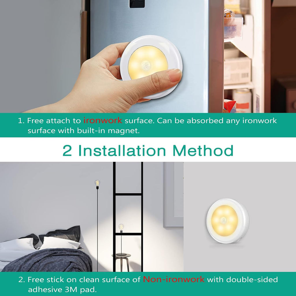 ORIA Bewegungsmelder Licht, LED Nachtlicht Mit Bewegungsmelder Schrankleuchten, Auto On/Off Licht, Batteriebetrieben Schrank Licht, Bewegungsmelder Innen Für Treppen Flur Wandschrank - Warmweiß | Auto On/Off Licht, Batteriebetrieben Schrank Licht, Bewegun