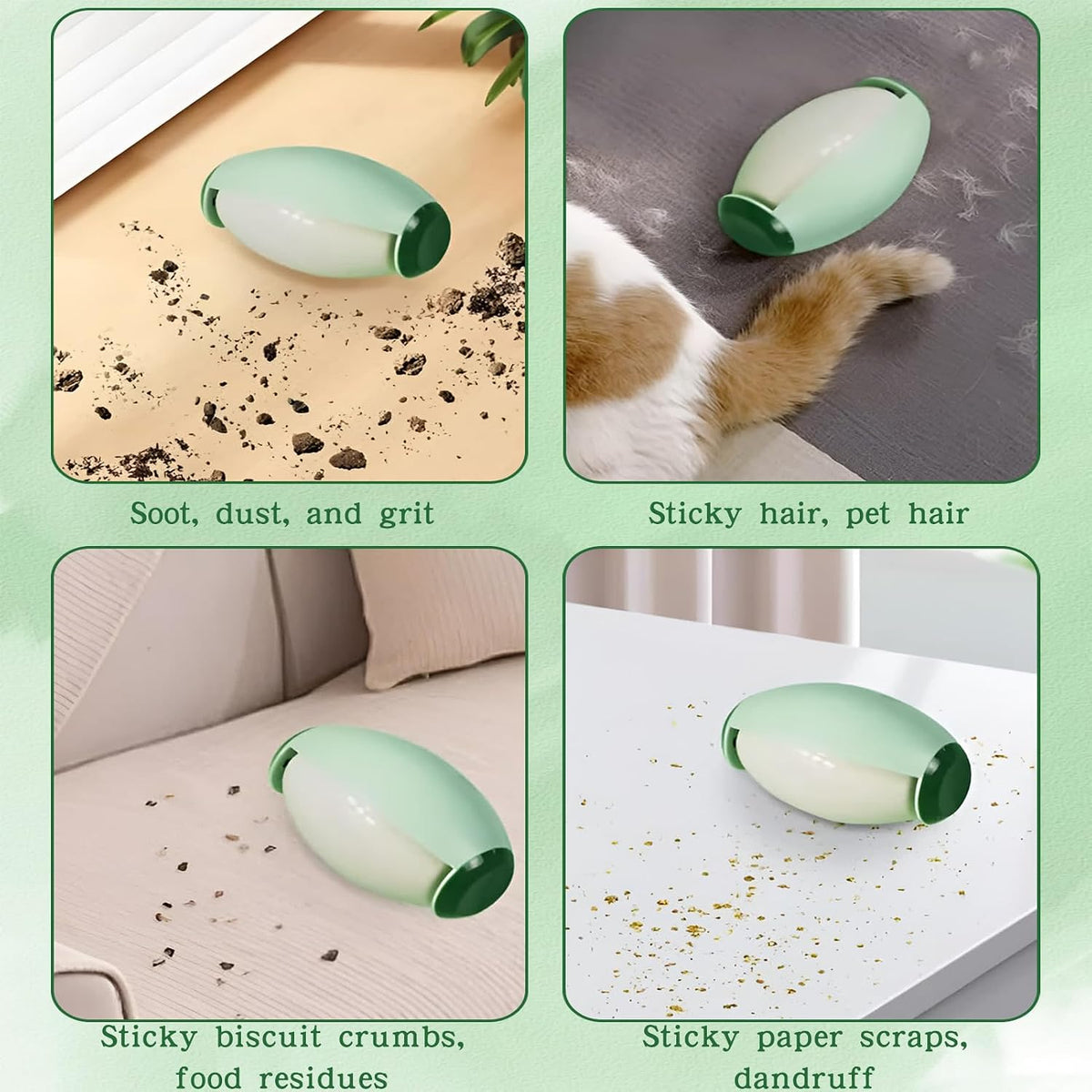 Reusable Lint Roller,Lint Remover for Clothes,Fusselrolle Kleidung,Waschbare Klebrige Gel Fusselrolle Ball Für Haustier Haar,Wiederverwendbarer Gel-Fusselroller Für Kleidung,Reisen,Haus (Grün)