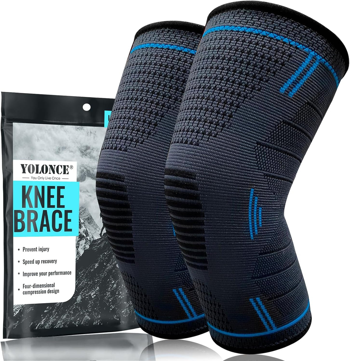 Knee Sleeve 2-Pack – Premium Compression Knee Brace for Men & Women | Non-Slip Sports Knee Support for All Activities