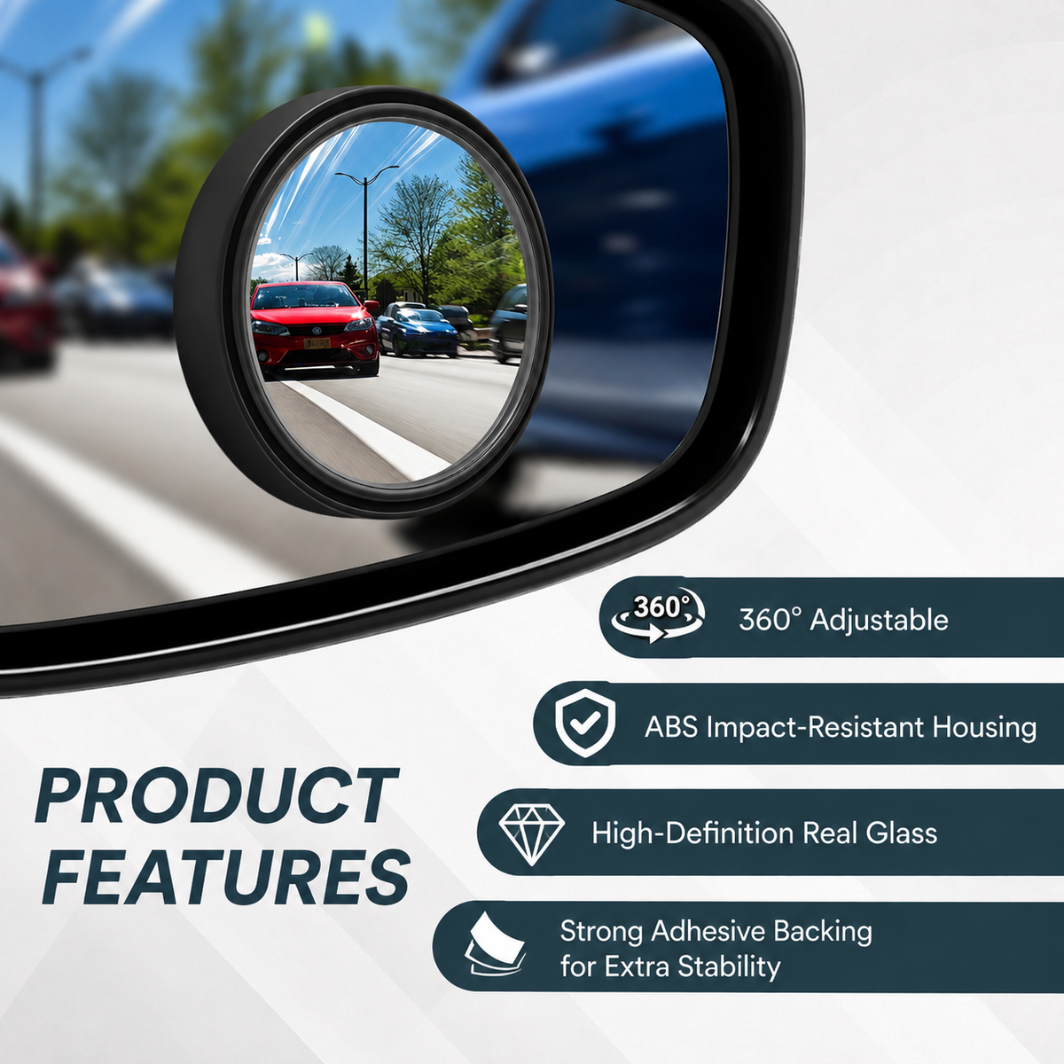 360° Blind Spot Mirror – HD Wide Angle Convex Car Mirror (2 Pack)