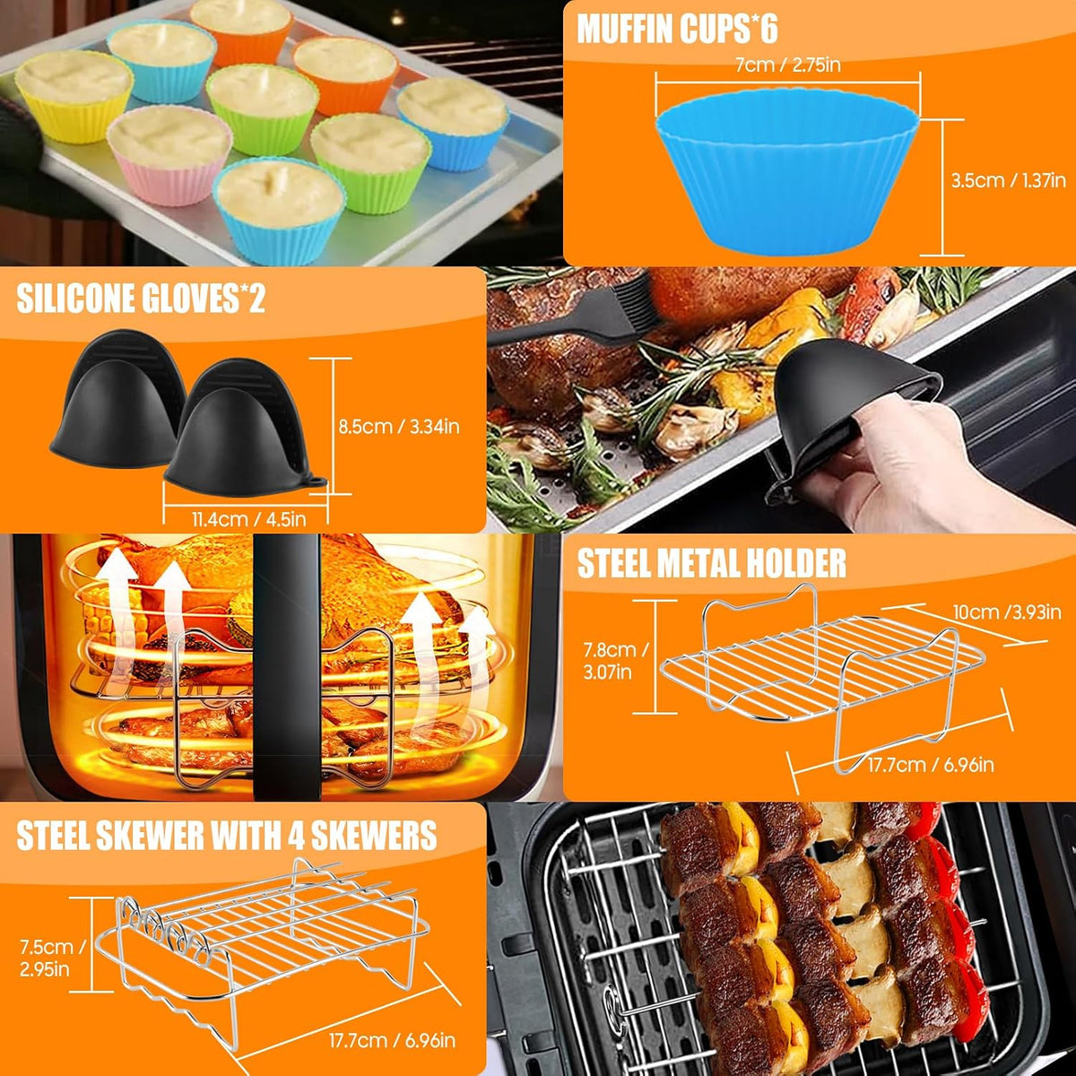 Heißluftfritteuse Zubehör Für Philips Airfryer Dual Basket 3000 Series - Air Fryer Accessories Einschließlich Silikonform, Grillrost, Brotbackformen, Küchenzange, Ölspray, Usw