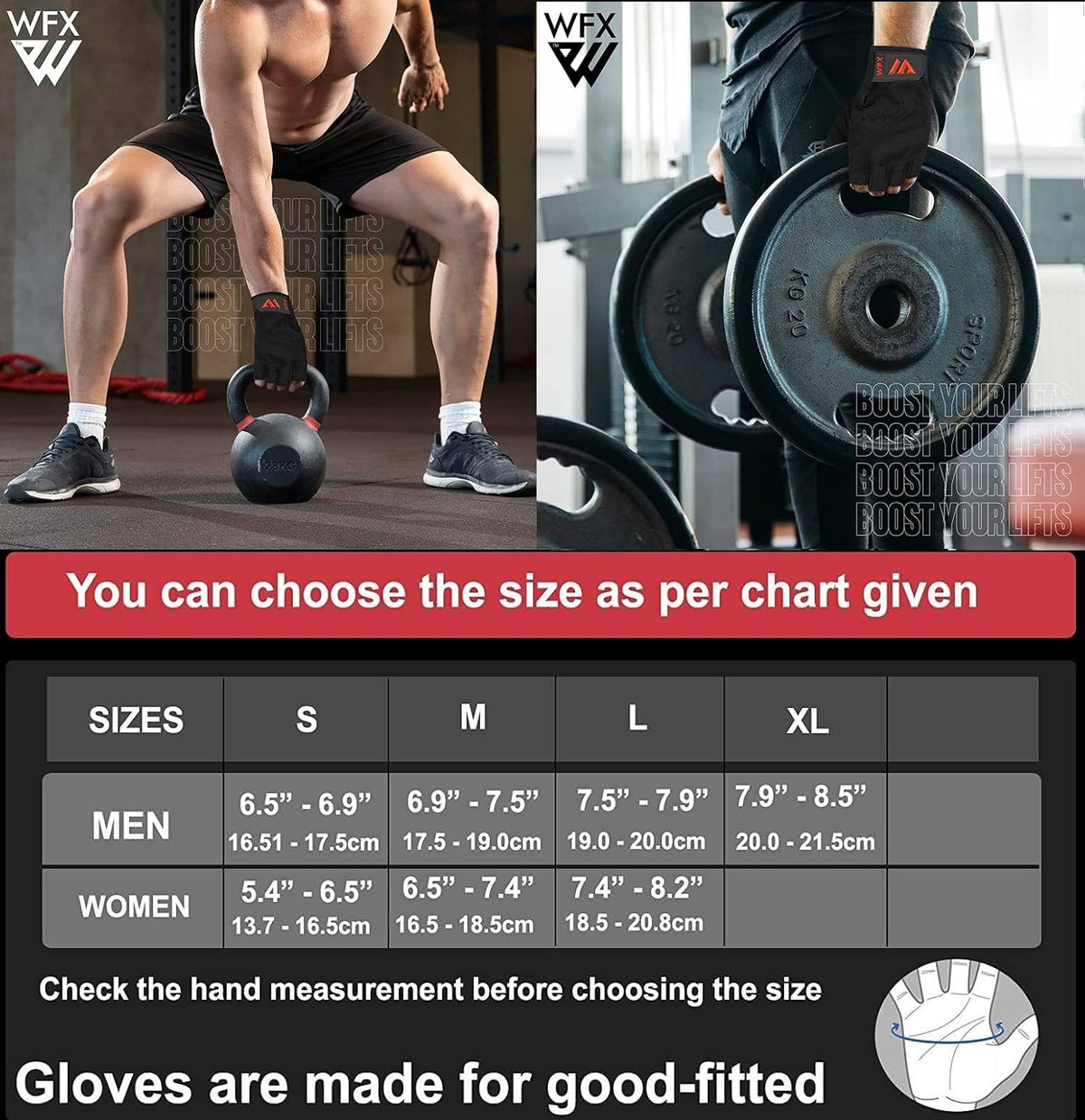 WFX Fitness Handschuhe,Trainingshandschuhe Für Damen Und Herren - Fitness Handschuhe Für Krafttraining,Bodybuilding,Kraftsport, Training Gym Workout Gloves