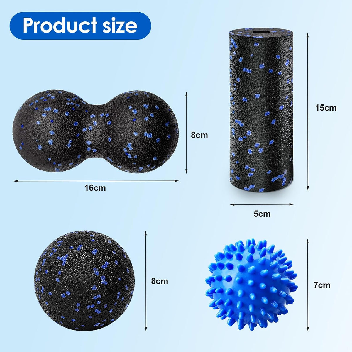 4 Stück Faszienball Set, Kleiner Faszienrolle, 7Cm Igelball Und Duoball Massageball Fazienrolle Für Wirbelsäule Rücken Nacken Fuß, Mittelhart Blackroll Für Faszientraining Durchführen