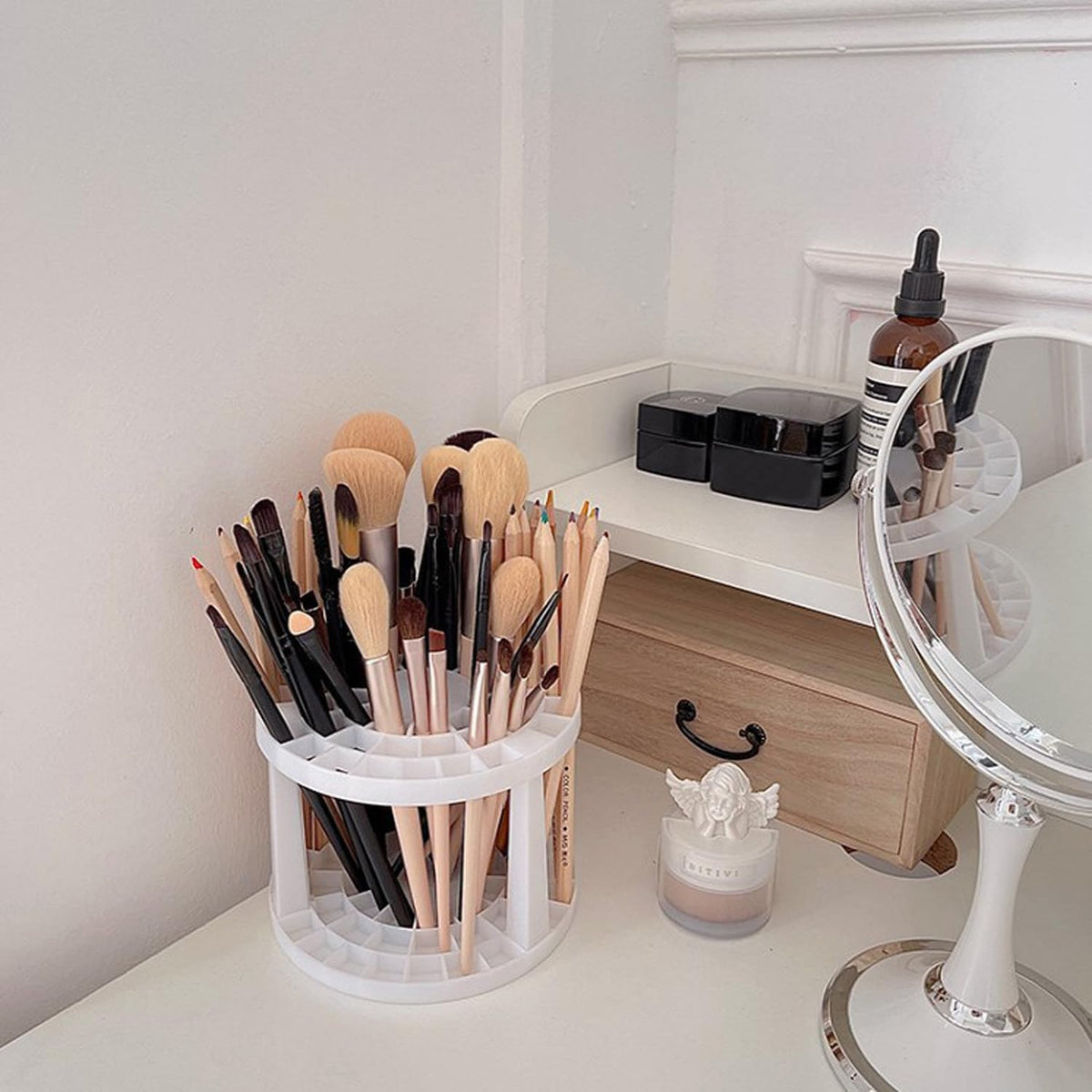 Pinsel Organizer Pinselhalter Kosmetik Makeup Brush Holder, 49 Fächern Schminkpinsel Behälter Abnehmbarer Make-Up-Pinsel Aufbewahrung, Für Zimmer Decor Frisiertisch, Schlafzimmer, Badezimmer