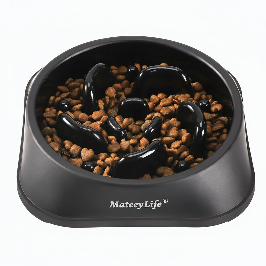 Mateeylife Hundenpfe, Langsamer Fressnapf, Anti-Erstickungs-Puzzle, Interaktiver Futternapf Fr Kleine/Mittelgroe Hunde, Hundenpfe Zum Verlangsamen Des Essens, Kleiner Hundenapf, Schwarz, 2 Tassen