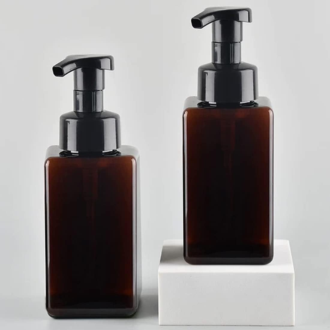 Schaumseifenspender, Quadratisch, Nachfüllbar, 450 Ml, Petg-Kunststoff, Bpa-Frei, Für Shampoo, Duschgel, Flüssigseife, Küche, Bad, Krankenhaus, 2 Stück