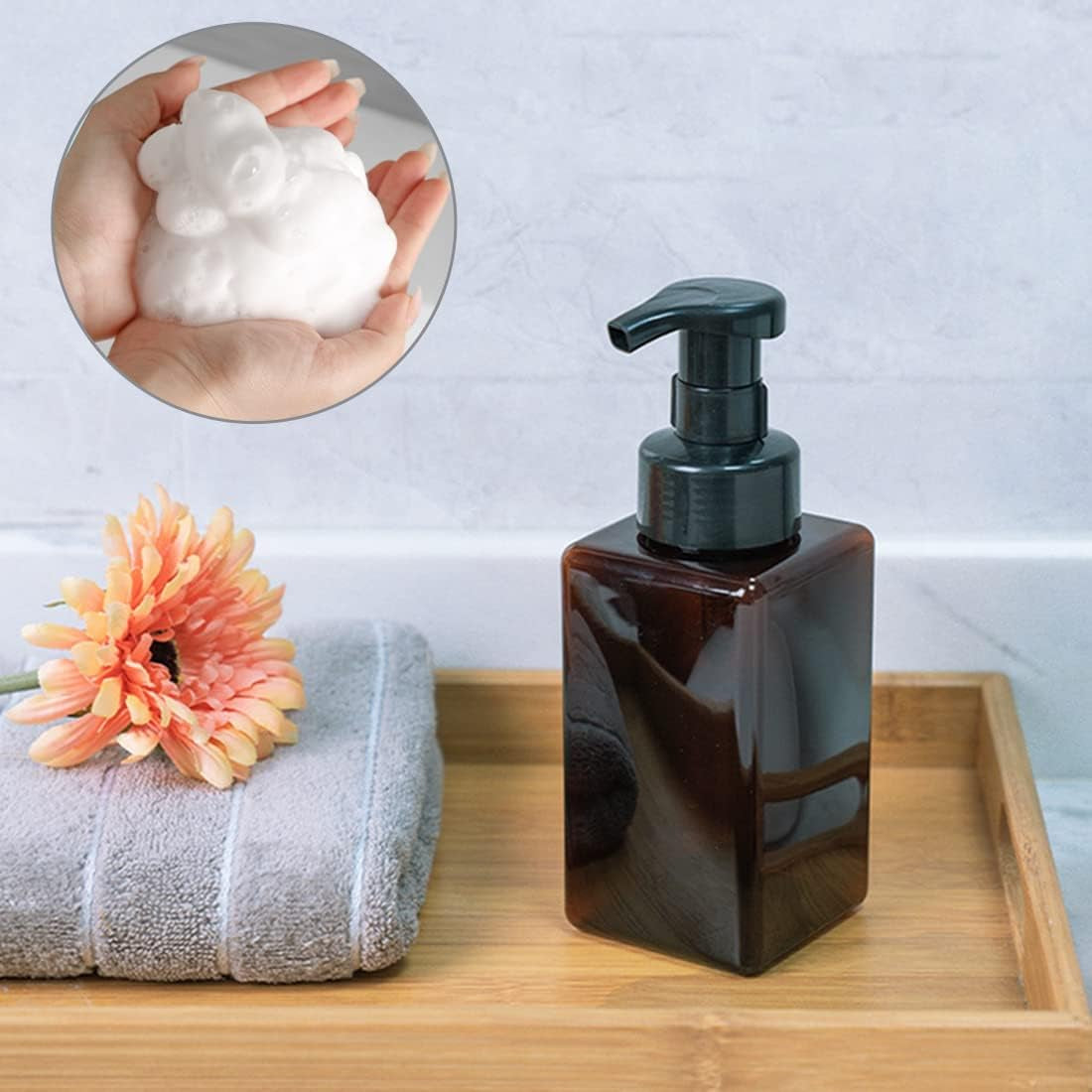 Schaumseifenspender, Quadratisch, Nachfüllbar, 450 Ml, Petg-Kunststoff, Bpa-Frei, Für Shampoo, Duschgel, Flüssigseife, Küche, Bad, Krankenhaus, 2 Stück