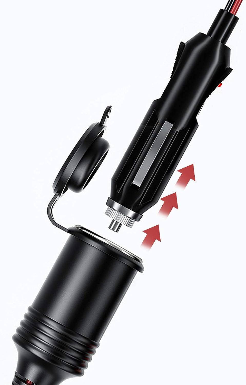 4M 13FT Car Cigarette Lighter Extension Cord, Heavy Duty 12V 24V Cigarette Plug to Socket Extension Cable with 15A Fuse Dust-Proof Cap