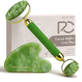 Rena Chris Jade Gua Sha Stein Und Gesichtsroller, Natürliche Jade Roller Und Gua Sha Set Zur Kieferkonturierung Und Schwellungsreduzierung – Hautpflegegeschenk