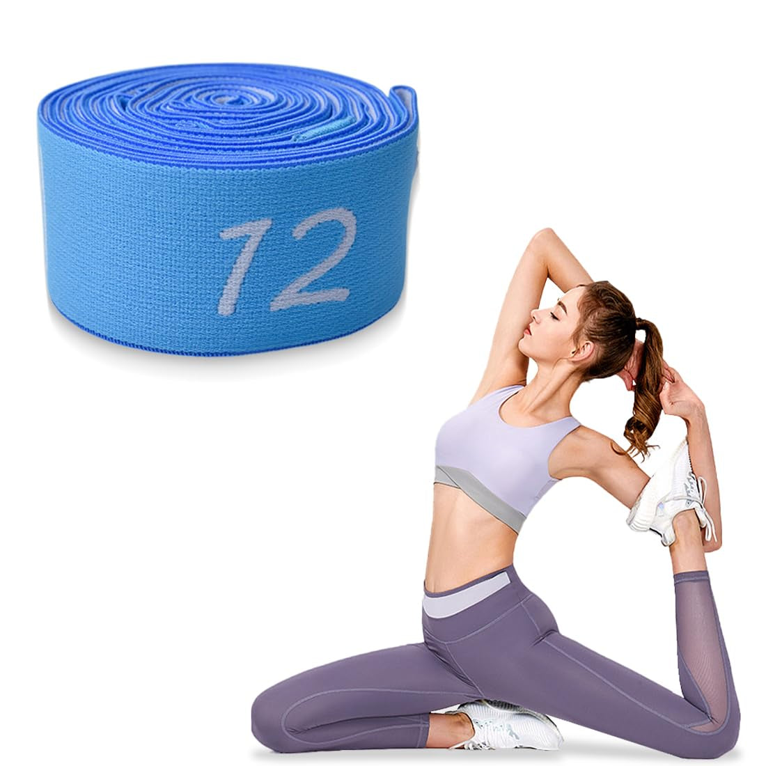 Yoga Stretching Strap Mit 9 Schleifen, Stretchband, Gurt, Stretchriem, Fitness Stretchband, Hochelastischer Gymnastikband Für Pilates, Tanz, Gymnastik