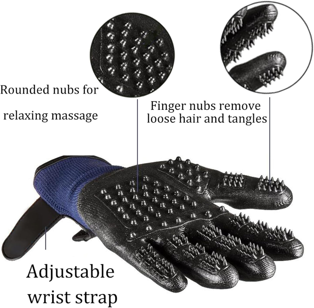 Handschuh Enthaarungshandschuhe Für Hunde Katzen, Haustierpflege Fellwechselpflege Putzhandschuhe Pet Bürste Grooming Gloves Pet Massagege, EIN Paar, Blau