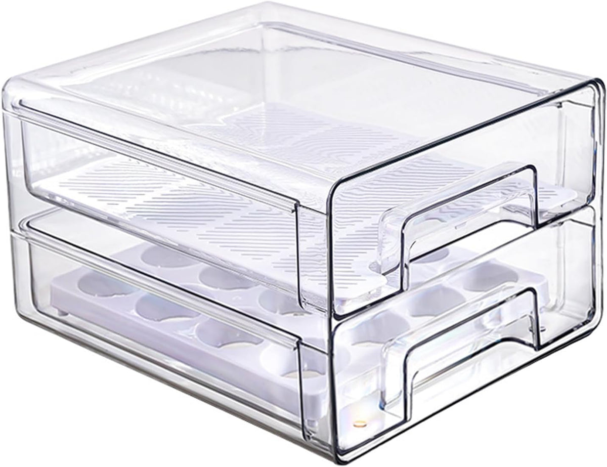 Kühlschrank Organizer Schublade,Doppelschichtig Durchsichtig, 1Pcs | Stapelbar & Wiederverwendbar, Speisekammer Für Wurst, Küche, Gefrierschrank Und Vorratsschrank Organizer